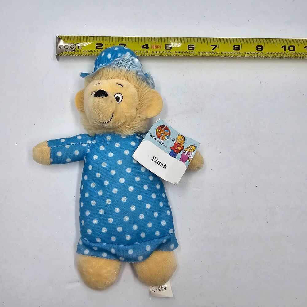 Berenstain Bears Sister Bear Plush Blue Polka Dot Nightgown Nightcap NWT Tag 9" - Picture 9 of 9